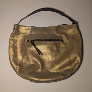 Liz Claiborne Gold Leather Shoulder Bag - Metallic Gold Women’s Hobo